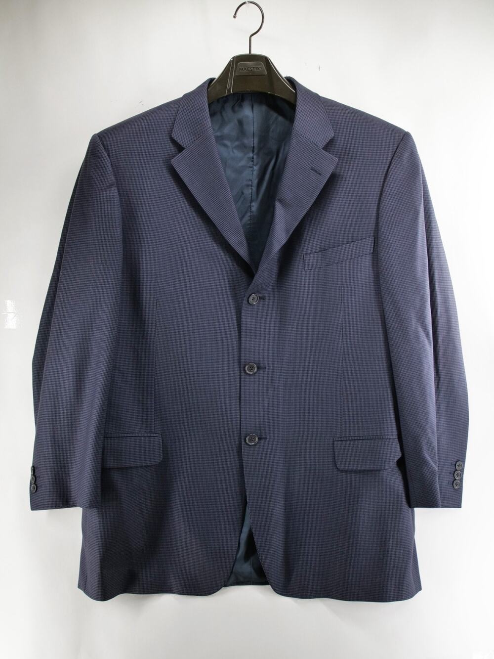 Ermenegildo Zegna Soft Blazer Jacket Mens 48R Wool Blue Houndstooth Switzerland